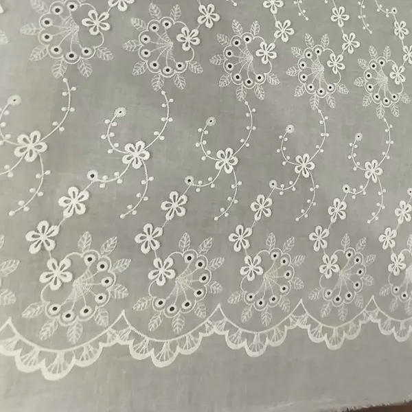 Tessuto per occhiello in pizzo di cotone ricamato