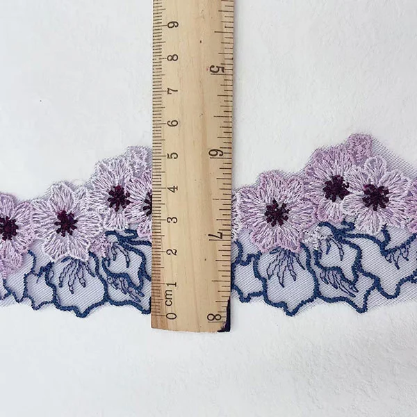 Double Color Thread Mesh Embroidery Lace Double Color Thread Mesh Embroidery Lace