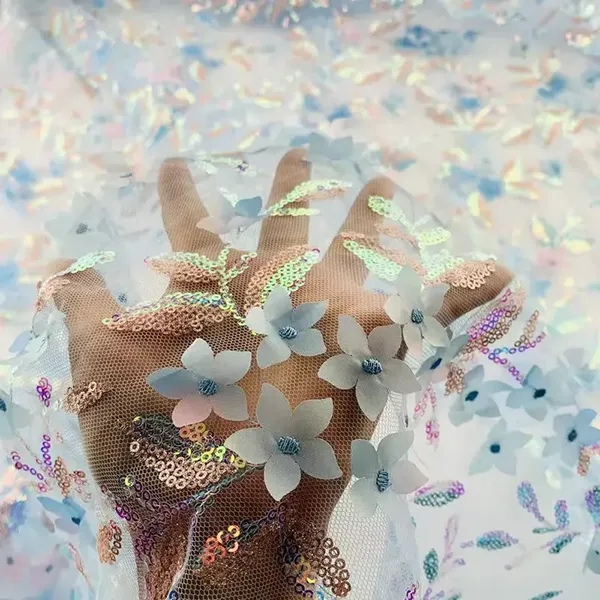 New Arrival Velvet Laser Cut Flower Pattern Lace Fabric