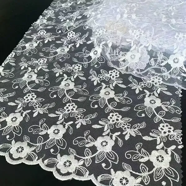 New Arrival Velvet Laser Cut Flower Pattern Lace Fabric