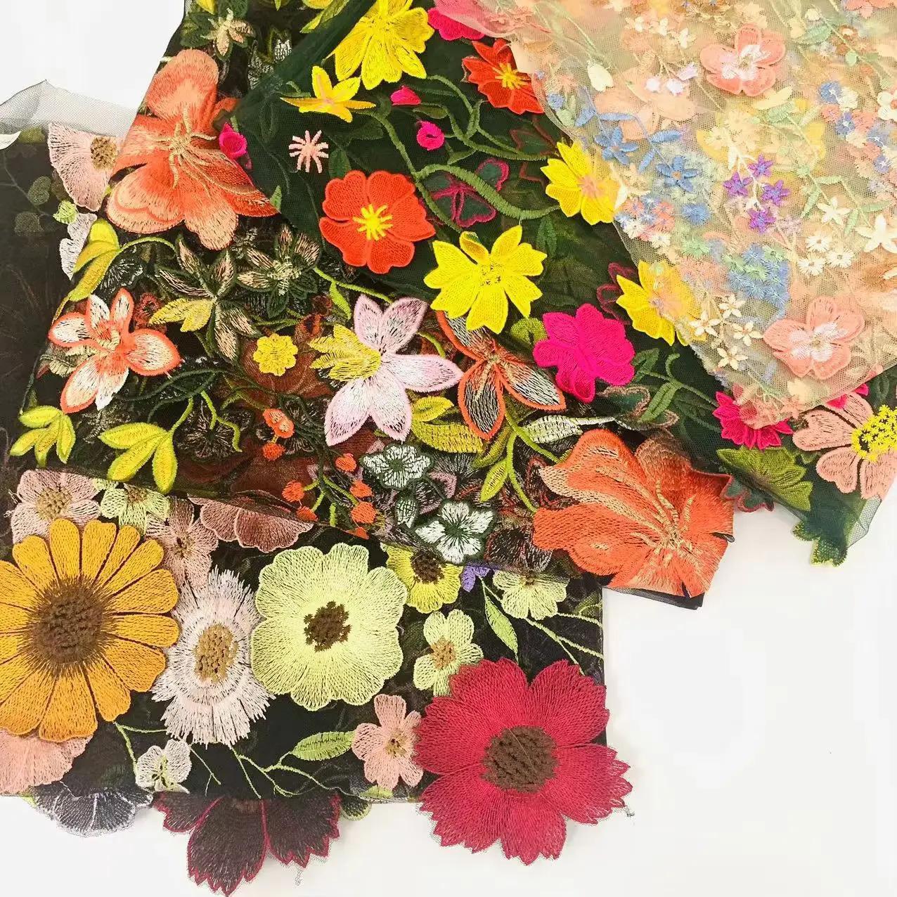 Wholesale Beautiful 3d Flower Beaded Cheap Textile Embroidery Fabric Swiss Voile Lace Trim 2021