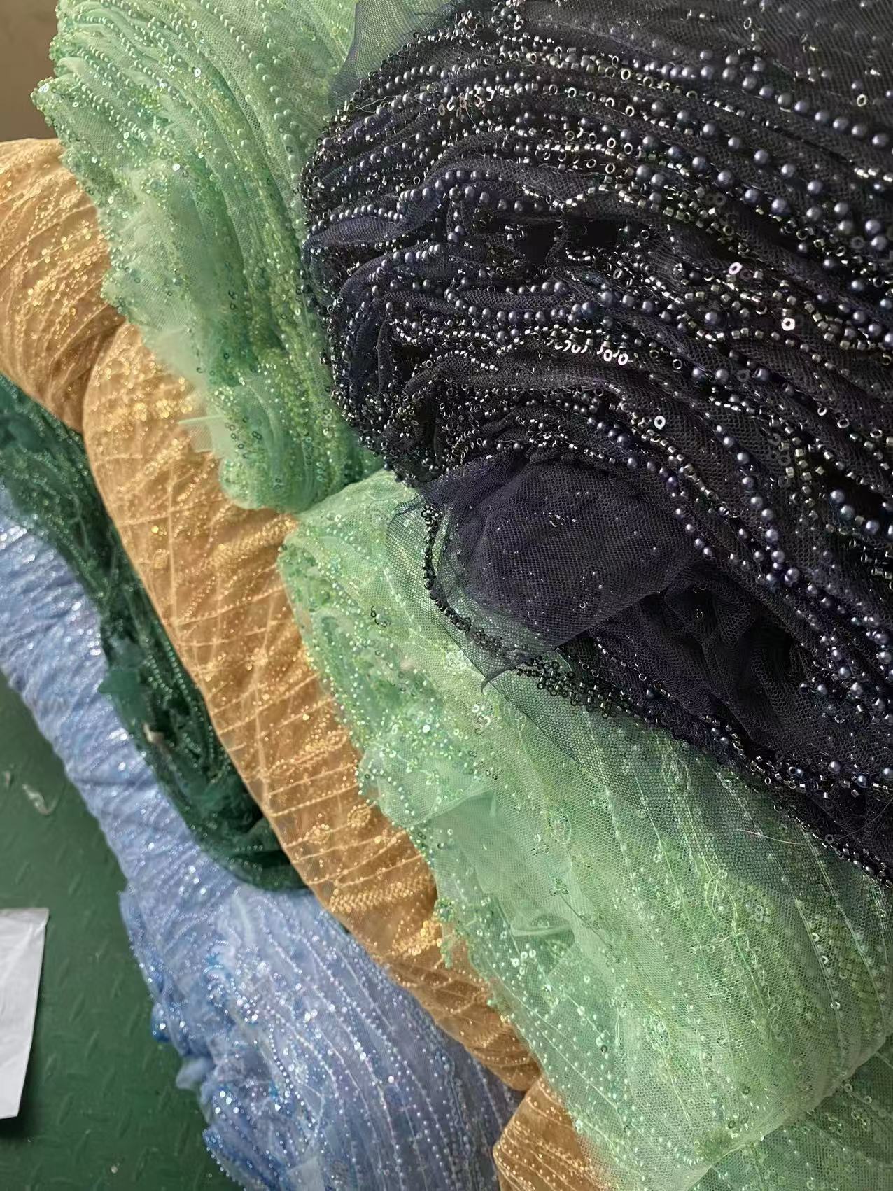 New Mesh Embroidery Bead Tube Embroidery African Fabric Lace