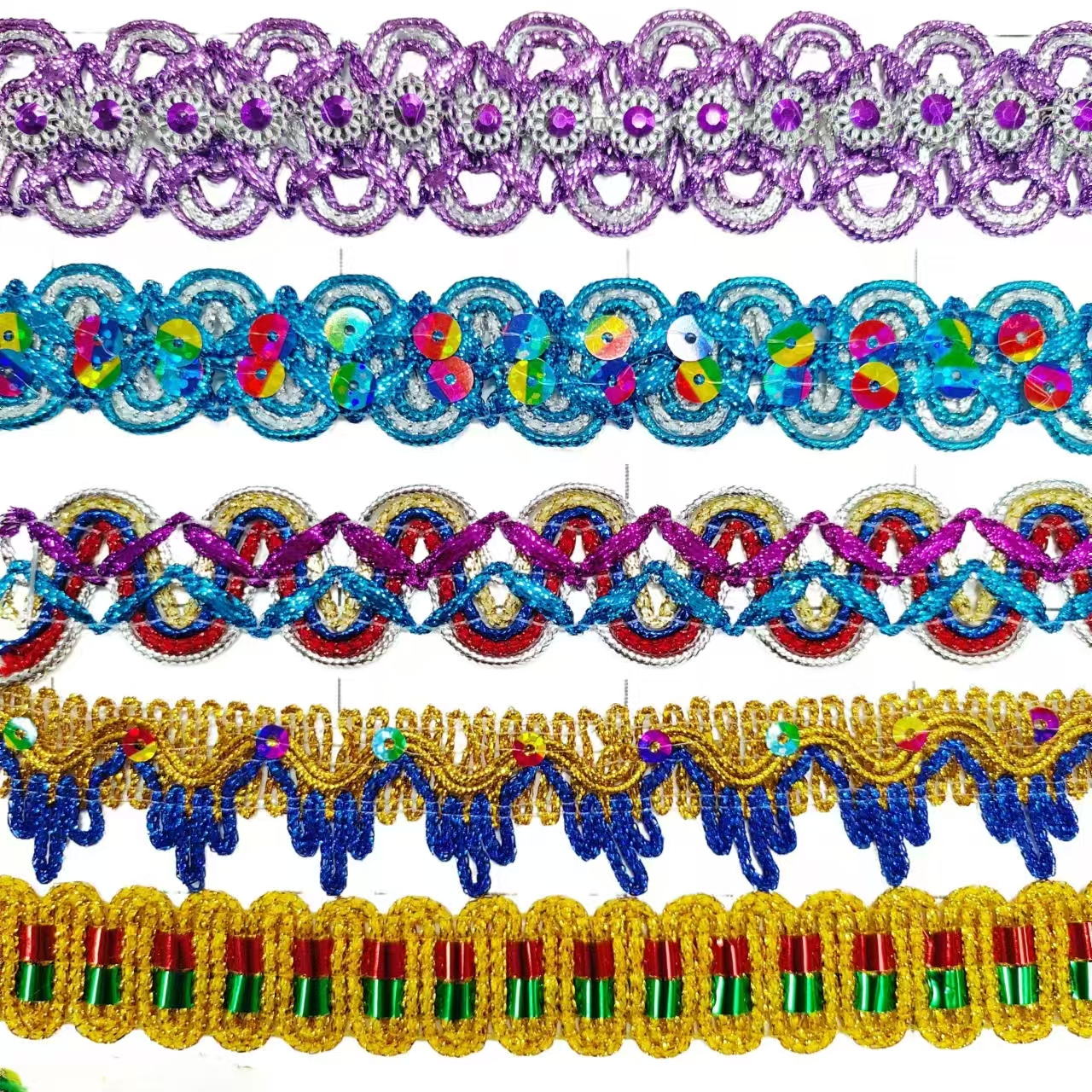 Clothing Accessories Gold and Silver Metallic Border Lace Trim Multicolor Sequin Gold Thread Metallic Lace Trim