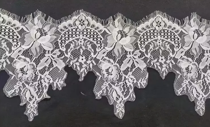 Fan-shaped Nylon Eyelash Lace Trimming for Underwear Decoration Double Scalloped Eyelash Lace Trim