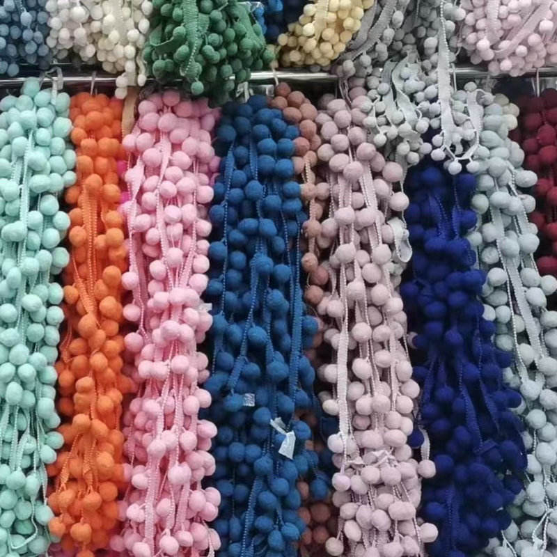 Multi Colors Ball Lace Decorative Design Design Pom Pom