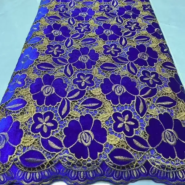 Merletto di velluto di lusso all'ingrosso guipure di velluto Medio Oriente Tessuto di pizzo di velluto Moda Pizzo di velluto di alta qualità
